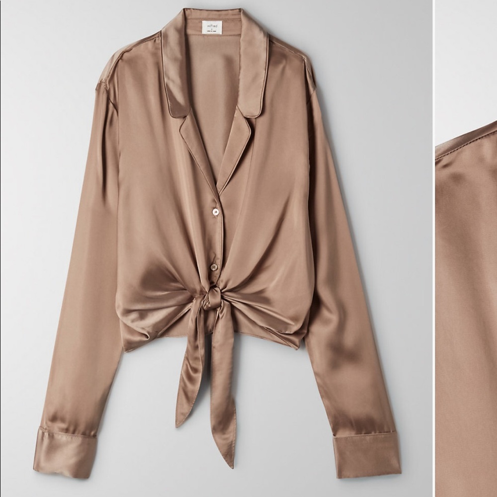 Wilfred Satin Tie Front Blouse Size Small